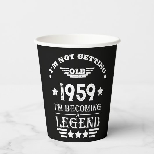 Personalisierter Vintager Geburtstag Schwarz-weiß Pappbecher (Rückseite)