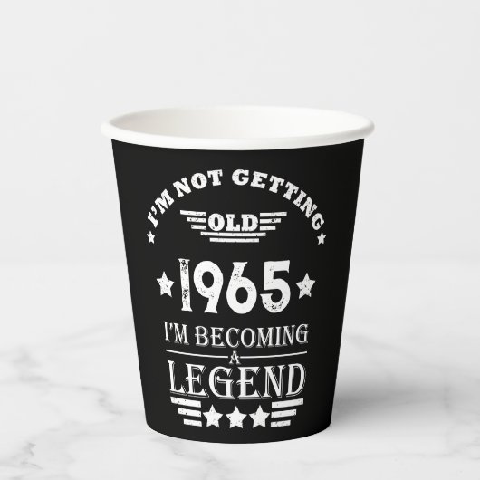 Personalisierter Vintager Geburtstag Schwarz-weiß Pappbecher (Vorderseite)