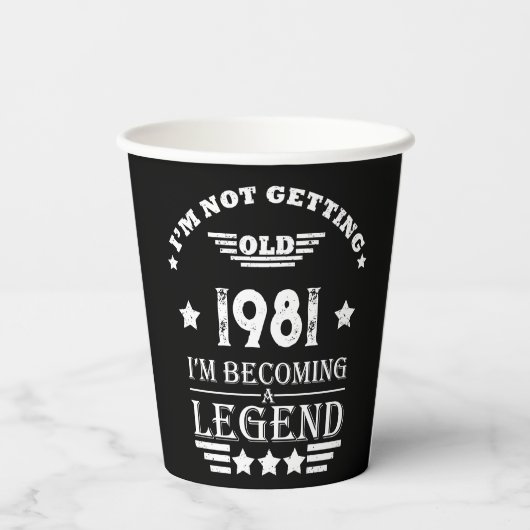 Personalisierter Vintager Geburtstag Schwarz-weiß Pappbecher (Rückseite)