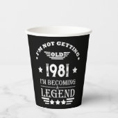 Personalisierter Vintager Geburtstag Schwarz-weiß Pappbecher (Vorderseite)