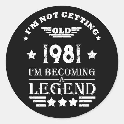 Personalisierter Vintager Geburtstag Schwarz-weiß Runder Aufkleber (Vorderseite)