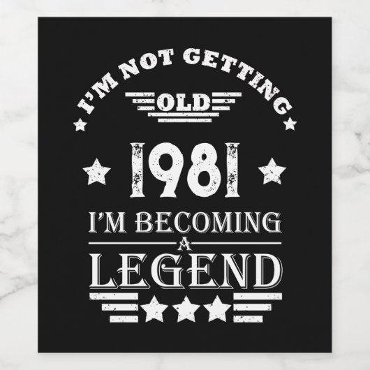 Personalisierter Vintager Geburtstag Schwarz-weiß Weinetikett (Einzelnes Label)