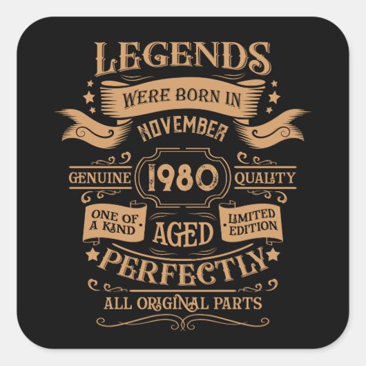 Personalisierter Vintager Geburtstag Whiskey Thema Quadratischer Aufkleber (Vorderseite)