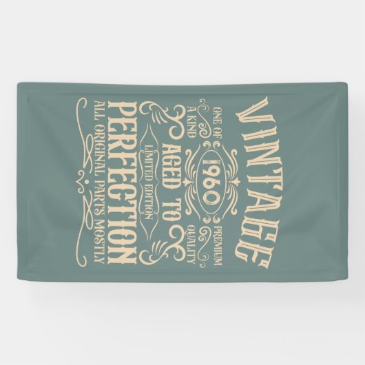 Personalisierter Vintager Geburtstagsparty Banner (Horizontal)