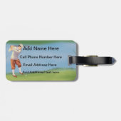 Personalisierter Vintager Golfer am Ufer Gepäckanhänger (Rückseite horizontal)