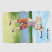 Personalisierter Vintager Golfer am Ufer Golfhandtuch (Horizontal)