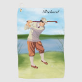 Personalisierter Vintager Golfer am Ufer Golfhandtuch (Vorderseite)