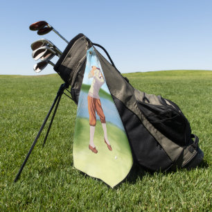 Personalisierter Vintager Golfer am Ufer Golfhandtuch