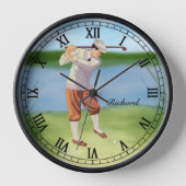 Personalisierter Vintager Golfer am Ufer Uhr (Vorderseite)