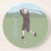 Personalisierter Vintager Golfspieler Getränkeuntersetzer (Vorne)