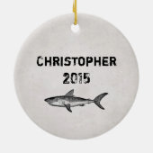 Personalisierter Vintager Haifischstrand King Keramik Ornament (Hinten)