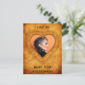 Personalisierter Vintager Herzrahmen Postkarte (Stehend Vorderseite)