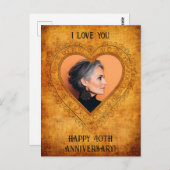 Personalisierter Vintager Herzrahmen Postkarte (Vorne/Hinten)