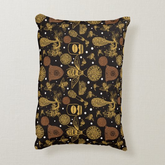 Personalisierter Vintager Honigbienenschwarz Dekokissen (Rückseite(Vertikal))