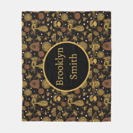 Personalisierter Vintager Honigbienenschwarz Fleecedecke