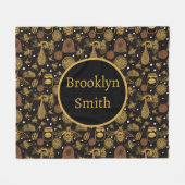 Personalisierter Vintager Honigbienenschwarz Fleecedecke (Vorderseite (Horizontal))