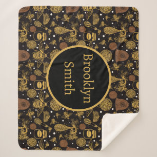 Personalisierter Vintager Honigbienenschwarz Sherpadecke