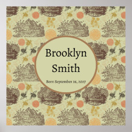 Personalisierter Vintager Honigknochenspe Poster