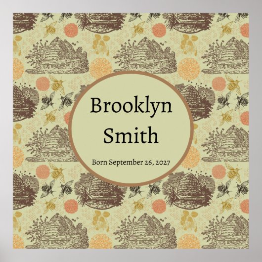 Personalisierter Vintager Honigknochenspe Poster (Vorne)