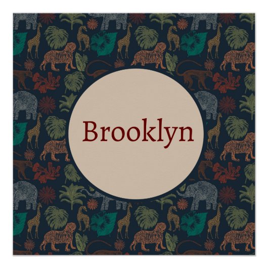 Personalisierter Vintager Jungle Safari Poster (Vorderseite)