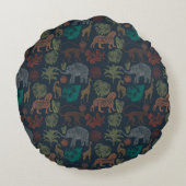 Personalisierter Vintager Jungle Safari Rundes Kissen (Rückseite)