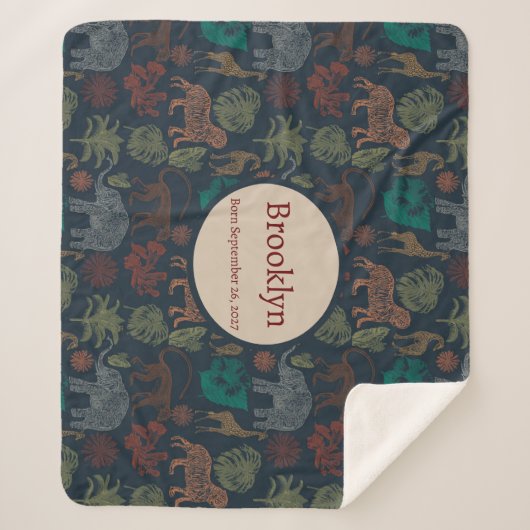 Personalisierter Vintager Jungle Safari Sherpadecke (Vorderseite)