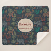 Personalisierter Vintager Jungle Safari Sherpadecke (Vorderseite (Horizontal))