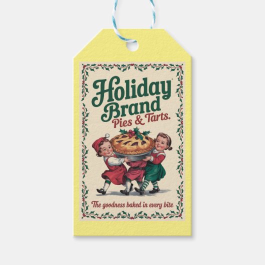 Personalisierter Vintager Kuchen und Weihnachten Geschenkanhänger (Vorderseite)