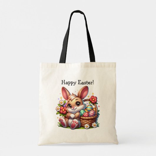 Personalisierter Vintager Osterhase Tragetasche (Rückseite)