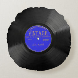 Personalisierter Vintager Rekordrunden Rundes Kissen