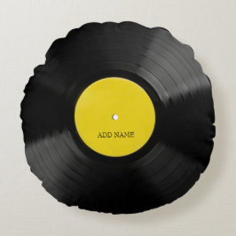 Personalisierter Vintager Rekordrunden Rundes Kissen