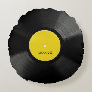 Personalisierter Vintager Rekordrunden Rundes Kissen