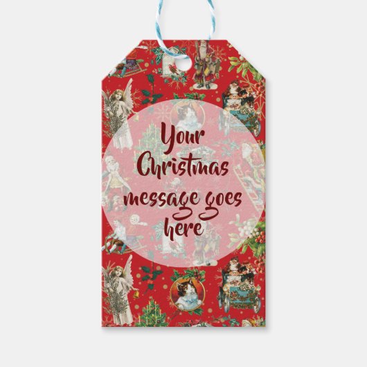 Personalisierter Vintager Retro Weihnachten Geschenkanhänger (Vorderseite)