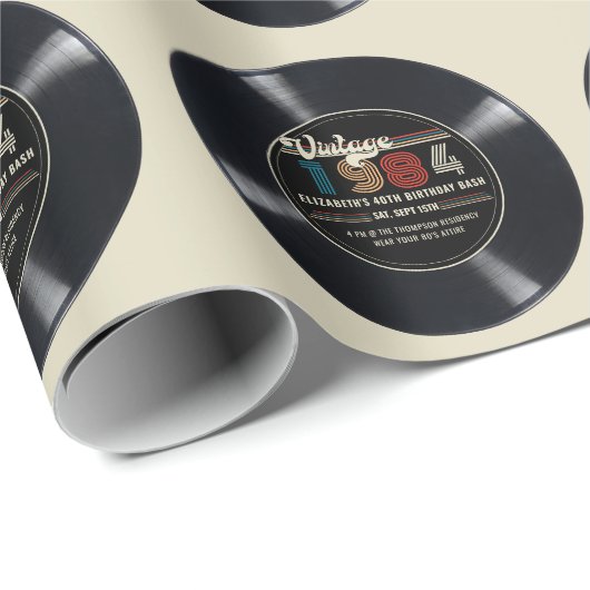 Personalisierter Vintager Rock N' Roll Geburtstag Geschenkpapier (Rolleneckpunkt)