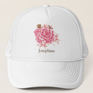 Personalisierter Vintager Rosa Schmetterling Truckerkappe