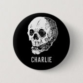 Personalisierter Vintager Schädelname Button (Vorderseite)