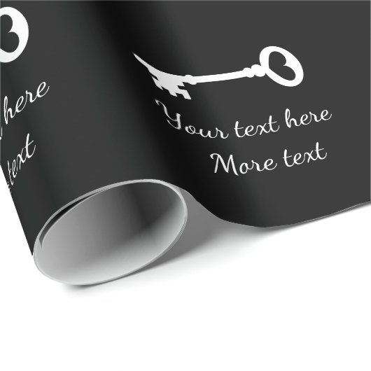 Personalisierter Vintager Skelettschlüssel Schwarz Geschenkpapier (Rolleneckpunkt)