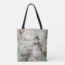 Personalisierter Vintager Snowman Grüne Weihnachte Tasche