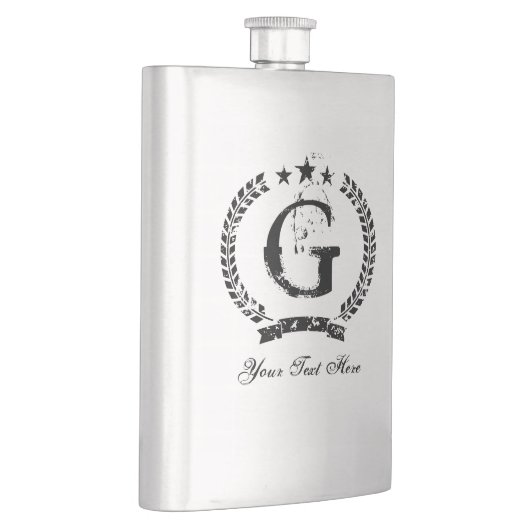 Personalisierter Vintager Stahlkolben Flachmann (Rechts)