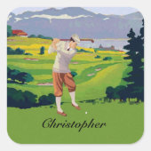 Personalisierter Vintager Stil Quadratischer Aufkleber (Vorderseite)