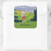 Personalisierter Vintager Stil Quadratischer Aufkleber (Tasche)