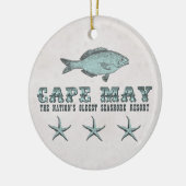 Personalisierter Vintager Strand von Cape May Keramikornament (Links)