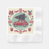 Personalisierter Vintager Urlaub Retro Weihnachtsw Serviette (Vorderseite)