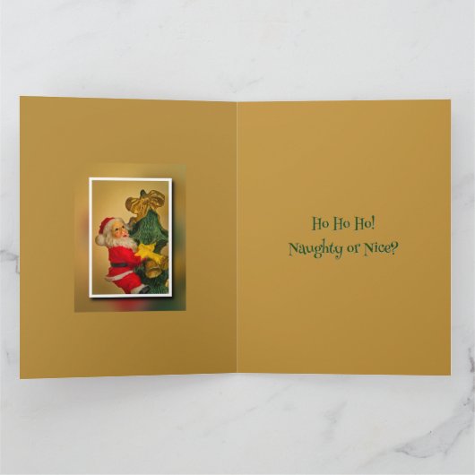 Personalisierter Vintager Weihnachtsmann auf dem W Karte (Innenseite)