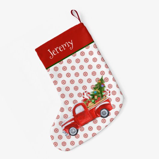 Personalisierter Vintager Weihnachtszug Schneefloc Kleiner Weihnachtsstrumpf (Rückseite (Hängend))