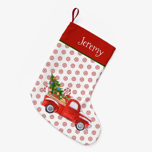 Personalisierter Vintager Weihnachtszug Schneefloc Kleiner Weihnachtsstrumpf (Vorderansicht (hängend))