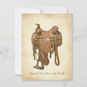 Personalisierter Vintager Western Sattelplakat Postkarte