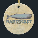 Personalisierter Vintager Whale Nantucket MA Weihn Keramik Ornament<br><div class="desc">Personalisierten Vintagen Sperma Whale Nantucket,  Massachusetts Weihnachtsschmuck. Ein Viktorianischer zeichn eines Spermawals,  und die Stadt Nantucket erscheint im Vintagen Schriftart zusammen mit dem Jahr der Gründung; 1671. ~</div>