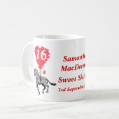Personalisierter Vintager Zebra 16 . Geburtstag Kaffeetasse (Vorderseite Links)