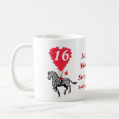 Personalisierter Vintager Zebra 16 . Geburtstag Kaffeetasse (Links)